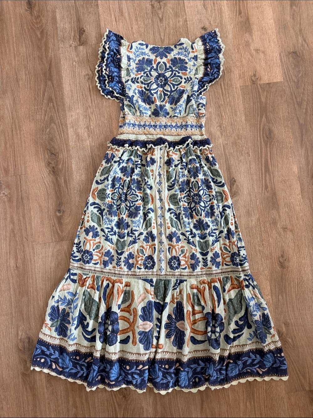 FARM Rio Ocean Tapestry Dress Embroidered Floral Mint Maxi - Picture 14 of 16